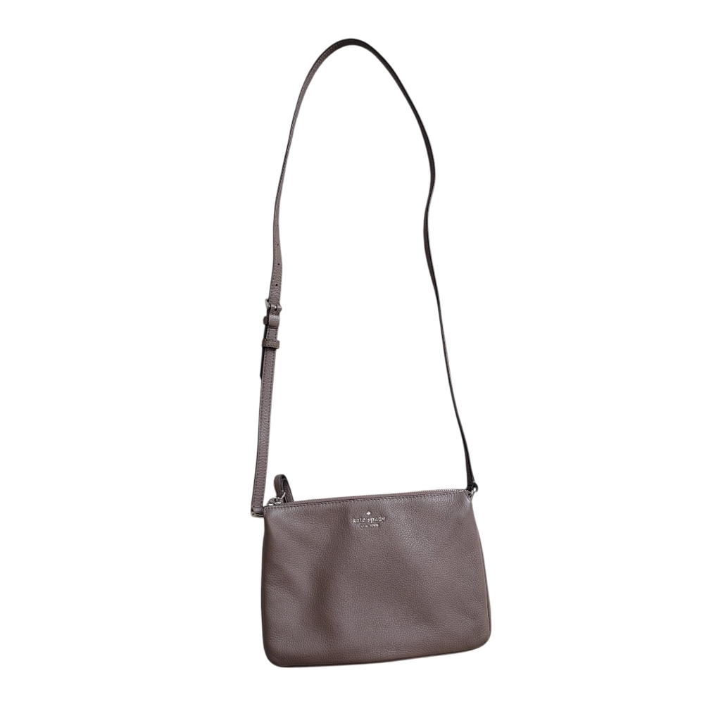 kate spade Taupe Leather Crossbody Bag With Adjustable Strap - Picture 6 of 11